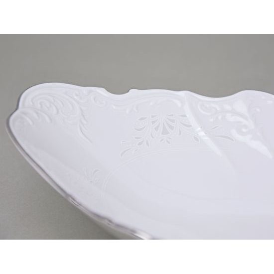 Bread basket 34 cm, Thun 1794 Carlsbad porcelain, BERNADOTTE frost, Platinum line