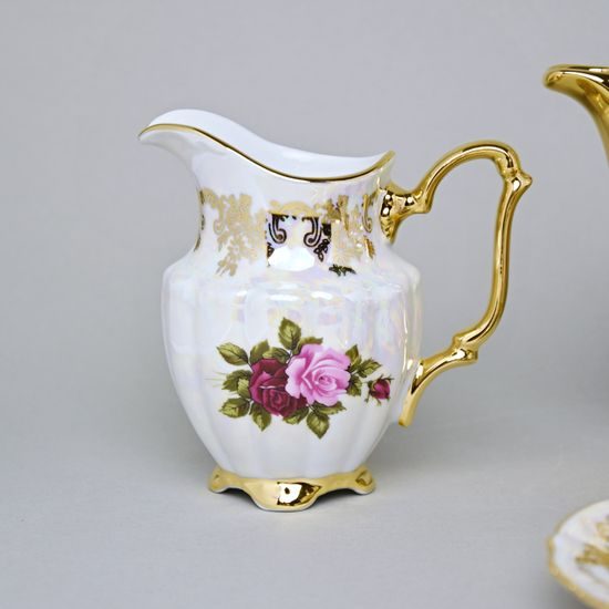 Tea set for 6 pers., Cecily roses, Royal porcelain Bohemia