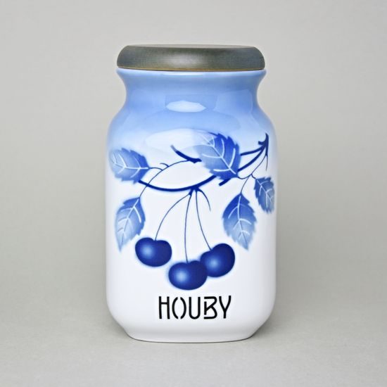 Jar for foodstuffs 1 l, Thun 1794 Carlsbad porcelain, BLUE CHERRY