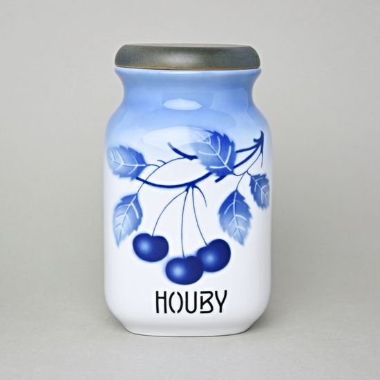 Dose for foodstuffs 1 l, Thun 1794 Carlsbad porcelain, BLUE CHERRY