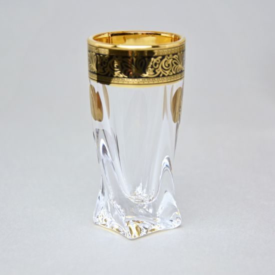 Astra Gold: Liqueur (shot) cup 50 ml, 6 pcs. set, Quadro crystal, Lilit and Leo Golden Black decor