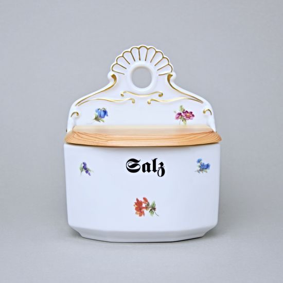 Slánka závěsná s dřevěným víčkem s nápisem Salz 700 ml, Rakouská házenka, Český porcelán a.s.