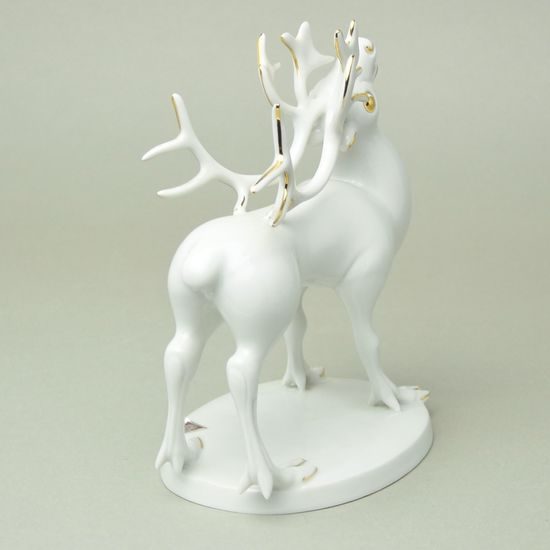Sob 18 x 20 cm, bílá + zlato, Porcelánové figurky zvířat Duchcov, 2.j.