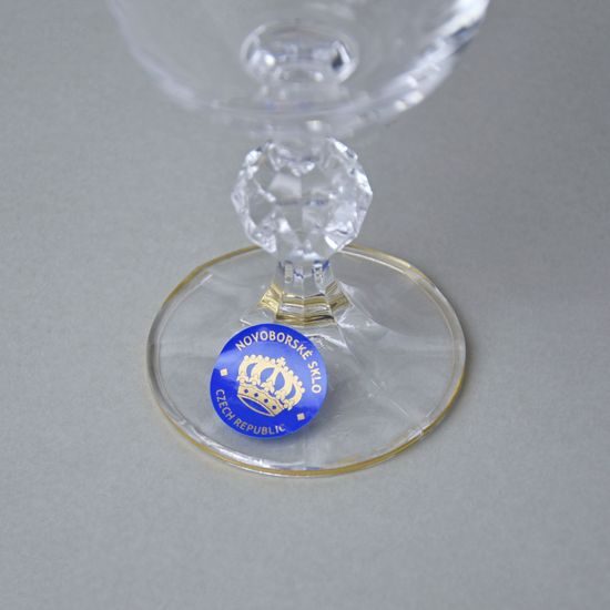 Claudia 180 ml, champagne glass, enamel flowers + gold, Novoborské sklo