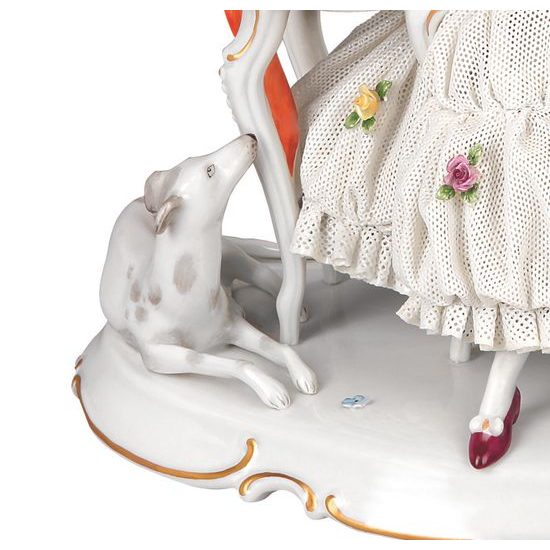 Dáma s chrtem 21 x 14 x 21 cm, Kurt Steiner, Porcelánové figurky Unterweissbacher