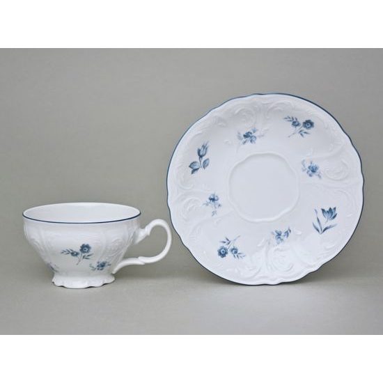 Tea cup and saucer 205 ml / 15,5 cm, Thun 1794 Carlsbad porcelain, BERNADOTTE blue flower
