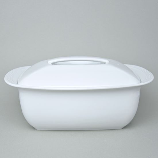 Mísa zapékací vysoká MAX 35 x 29 cm s víkem, Lea bílá, Thun 1794, karlovarský porcelán