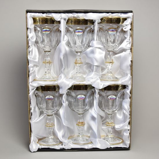 Astra Gold: Wine glass 230 ml 6 pcs. set, Crystal, Antique Golden Black decor