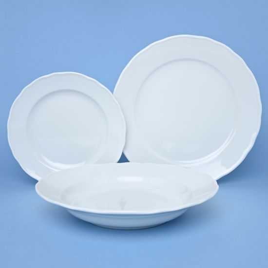 Plate set for 6 persons, 26, 24, 19 cm, White, Cesky porcelan a.s.