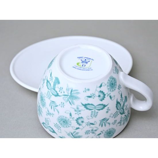 Šálek 330 ml a podšálek 17 cm Milada, Fragmenty cibuláku, zelená, Český porcelán a.s.