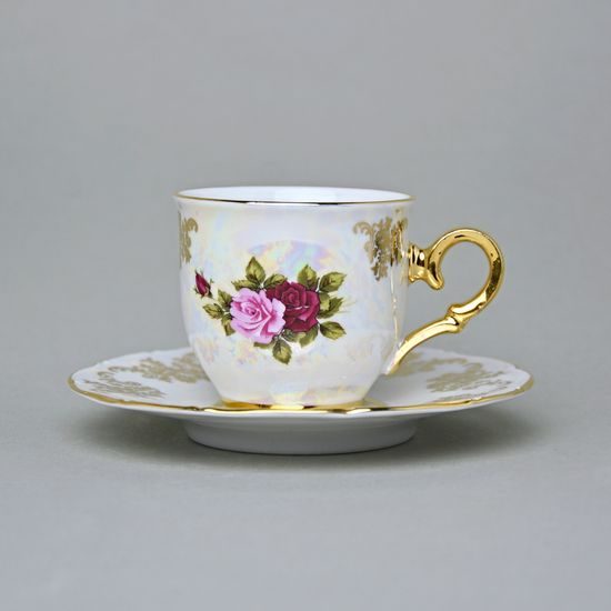 Šálek 110 ml a podšálek 120 mm espresso, Cecily, zlatý listr, Carlsbad