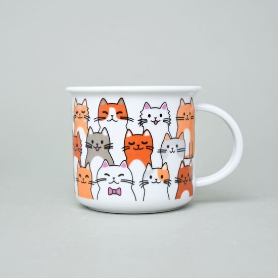 Hrnek Tina střední 240 ml, Kočky hnědo-oranžové, Český porcelán a.s.