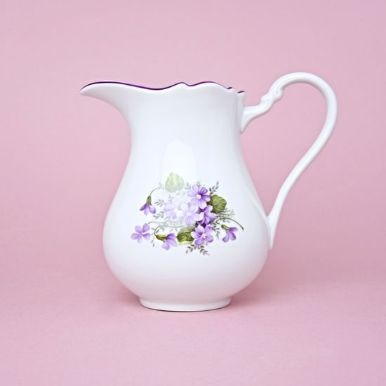 Mlékovka (džbánek) vysoká 850 ml, fialky, Český porcelán a.s.