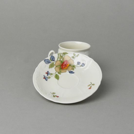 BERNADOTTE ivory čínské květy: Šálek a podšálek Espresso 75 ml / 12 cm, Thun 1794, karlovarský porcelán