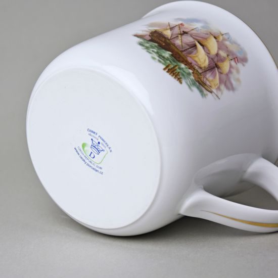 Mug Warmer 0,65 l, Historic sailing ships + giold line, Český porcelán a.s.