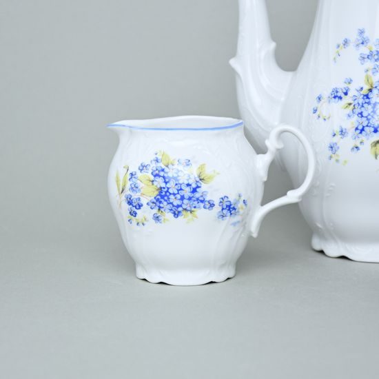 Coffee set for 6 persons, Thun 1794 Carlsbad porcelain, BERNADOTTE Forget-me-not-flower