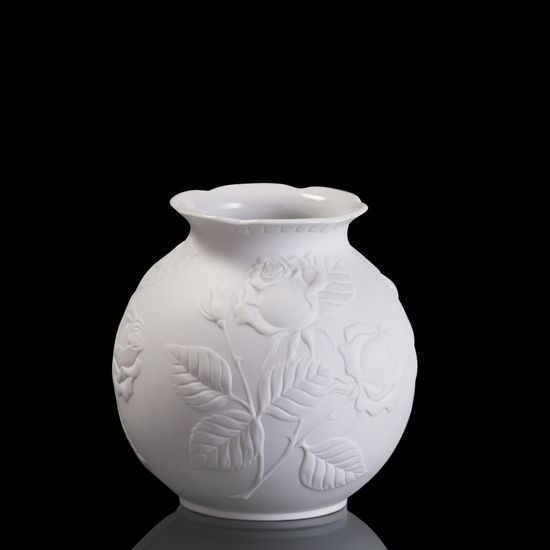 Vase 14 cm Rosengarten, Biscuit china, Kaiser 1872, Goebel