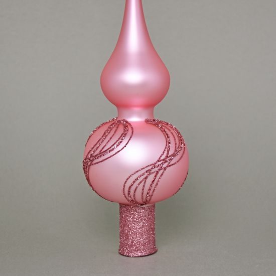 Christmas Tree Glass Tip 28 cm, Pink 165, Bohemian hand made Christmas decorations