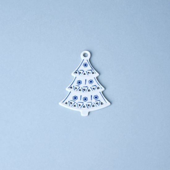 Christmas decoration - tree perforated 8,5 cm, Original Blue Onion Pattern