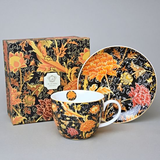 Cup Jumbo 470 ml + saucer 17 cm, William Morris, Cray floral, porcelain Duo Gifts