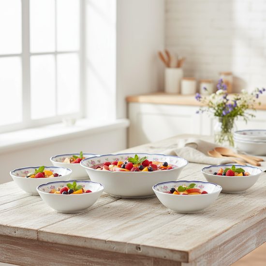 Compot set for 6 persons, Thun 1794 Carlsbad porcelain, ROSE 80283