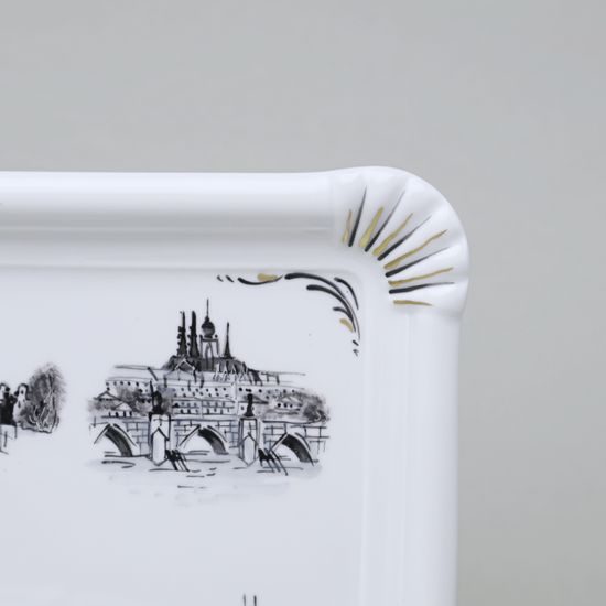 Porcelain Tray with Prague Motifs (Decor No. 4), Vilém Janoušek, Český porcelán a.s.