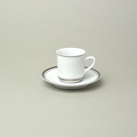 Cup 100 ml espresso + saucer 115 mm, Sabina, platinum rim, Leander Loučky