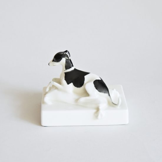 Laying Greyhound, 10 x 8 x 7 cm, Porcelain Figures Gläserne Porzellanmanufaktur