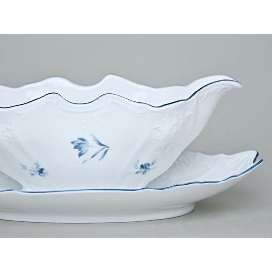 Sauce bowl with underbowl 0,5 l, Thun 1794 Carlsbad porcelain, BERNADOTTE blue flower
