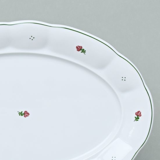 Dish oval 32 cm, Benedikt red flowers + green, G. Benedikt 1882