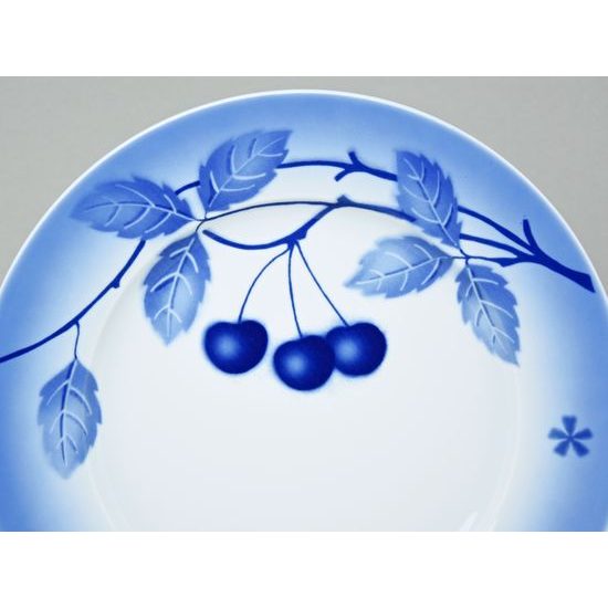 Dish / plate flat 30 cm, Thun 1794 Carlsbad porcelain, BLUE CHERRY