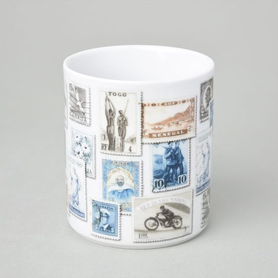 Mug Big 0,45 l, postage stamps, Thun 1794 Carlsbad porcelain