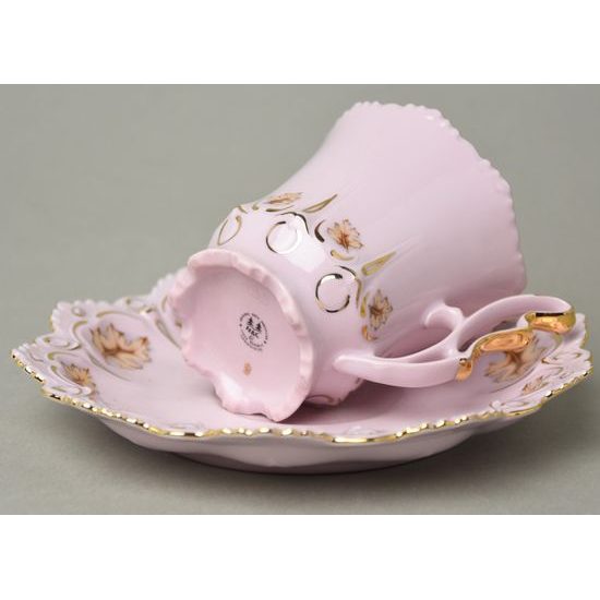Cup 180 ml tall and saucer 16 cm, Lenka 527, Rose China
