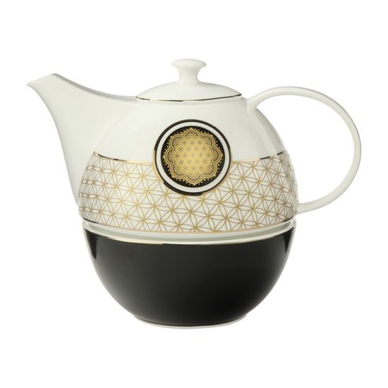 Konvice s ohřívačem Jin a Jang černá a bílá 25 / 16,5 / 20 cm, jemný kostní porcelán, Goebel