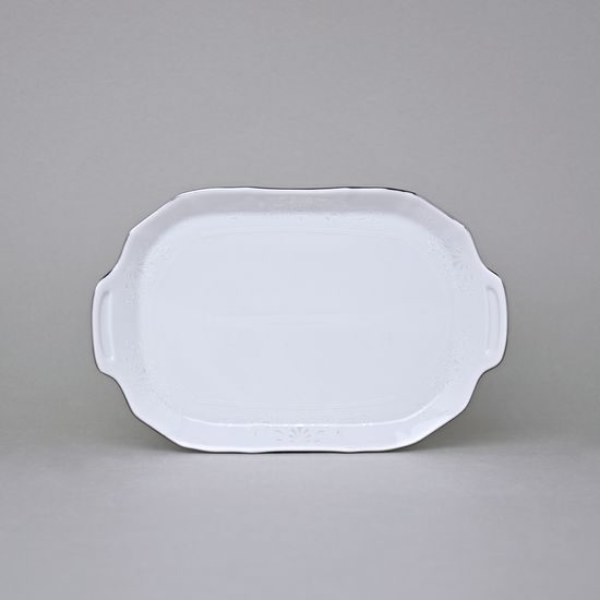 Platter 23 cm, Thun 1794 Carlsbad porcelain, BERNADOTTE frost, Platinum line