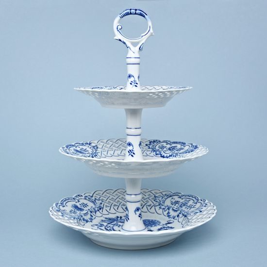 3-compartment dish 18 + 24 + 27 cm PLATES - perforated, Original Blue Onion Pattern