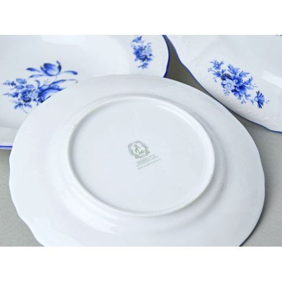 Talířová souprava, Thun 1794, karlovarský porcelán, BERNADOTTE modrá růže, MODRÁ linka