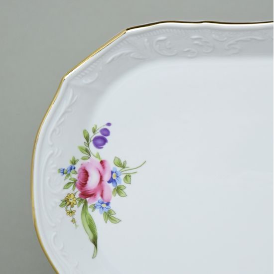 Podnos čtyřhranný 37 cm, Thun 1794, karlovarský porcelán, BERNADOTTE míšeňská růže