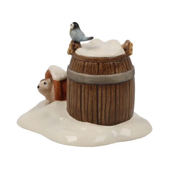 Sýkorka s ježkem v zimě, 7 / 6 / 5,5 cm, kamenina, Goebel