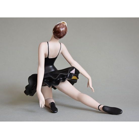 Ballet Dancer II. - Black Dress, 22,5 x 15,5 x 19 cm, Natur + Black + Gold, Porcelain Figures Duchcov