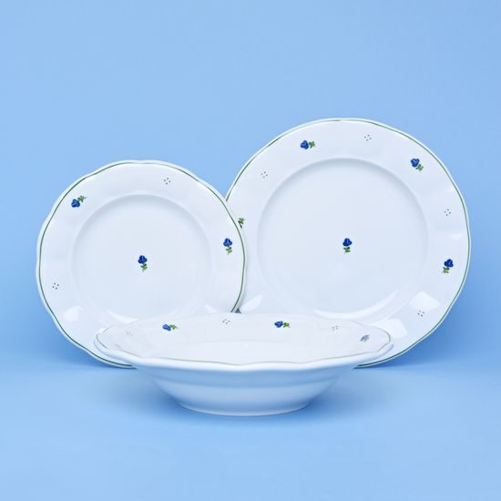 Plate set for 6 pers., 24,24,19, Benedikt blue flowers, G. Benedikt 1882