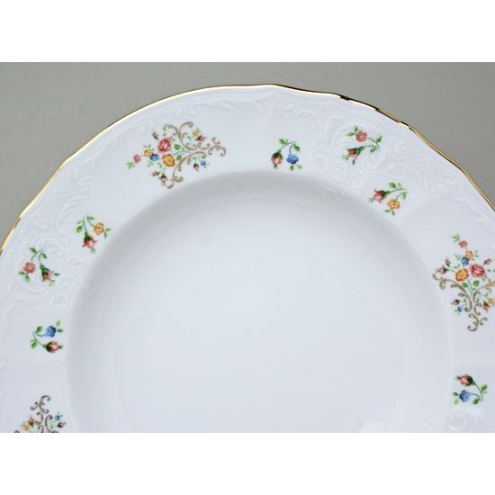 Plate deep 23 cm, Thun 1794 Carlsbad porcelain, BERNADOTTE flowers with gold
