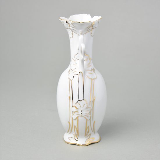 Secese vase 20,5 cm, white + gold, Royal Dux Bohemia