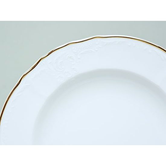 Gold band: Plate deep 23 cm, Thun 1794 Carlsbad porcelain, BERNADOTTE