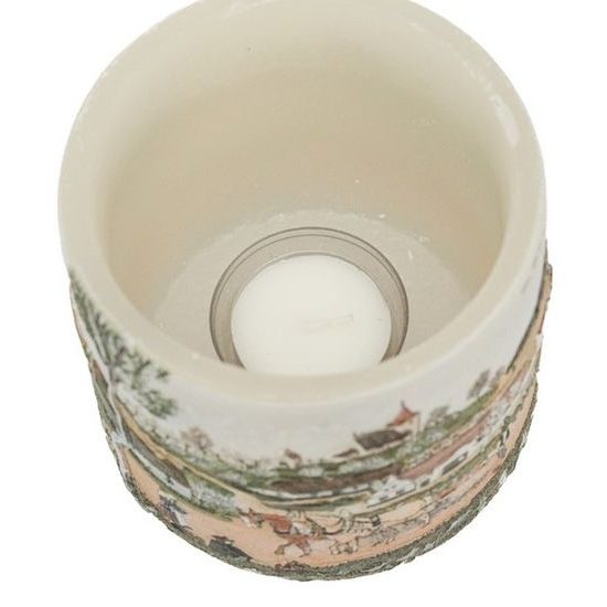 Tea light Latern 10 cm with 3D illustration of JOSEF LADA "Spring", Glassor