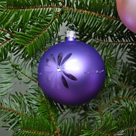 Vánoční skleněné koule 6 ks. sada, 10 cm, Fialová & růžová, České vánoční ozdoby KOULIER