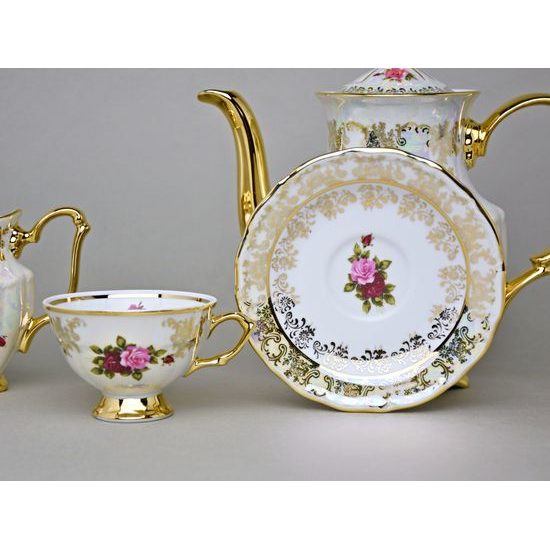 Cup 110 ml footed coffee + saucer, Cecily - roses, Carlsbad porcelain