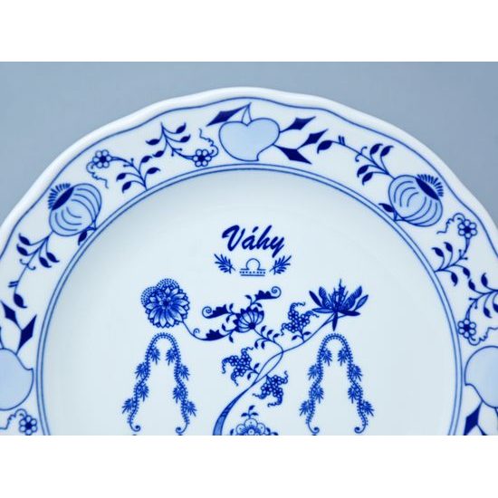 Talíř mělký 24 cm, Váhy, (i na zeď), Cibulák, originální z Dubí