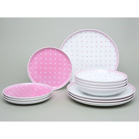 Tom 30357b0 Pink: Plate set for 4 pers., Thun 1794, Carlsbad Porcelain