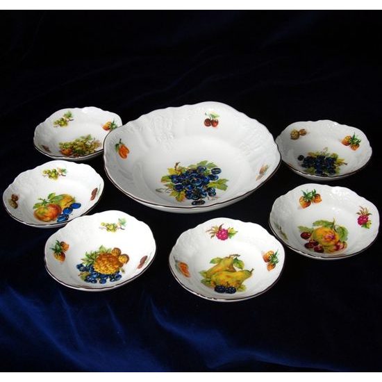 Fruits: Compot set for 6 persons, Thun 1794 Carlsbad porcelain, BERNADOTTE